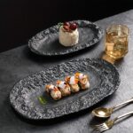 Black Stone Texture Serving Platter