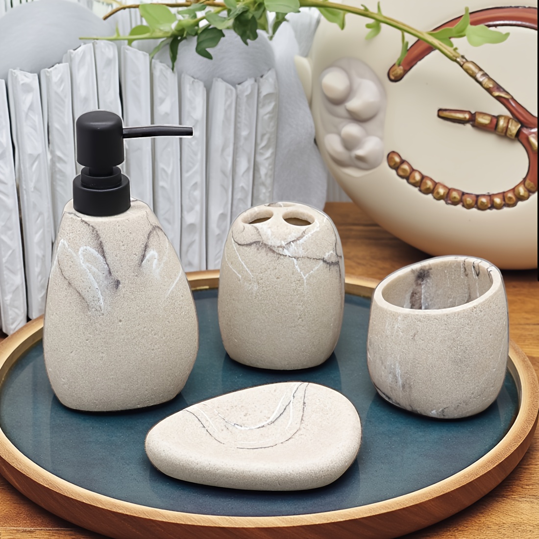 product-fancy-b4f87007-d016-4e9e-8618-bfdd307f3158 Matte Stone Bathroom Accessory Set - Image 1