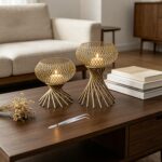 Aurora Gold Lantern Candle Holder Set