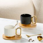 Ribbed Ceramic Coffee Cup Set - Image 3