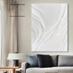 Textured White Wave Canvas Art - Image 3