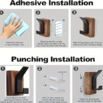 Walnut & Black Designer Wall Hooks - Image 3