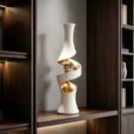 White & Gold Spiral Sculpture Vase