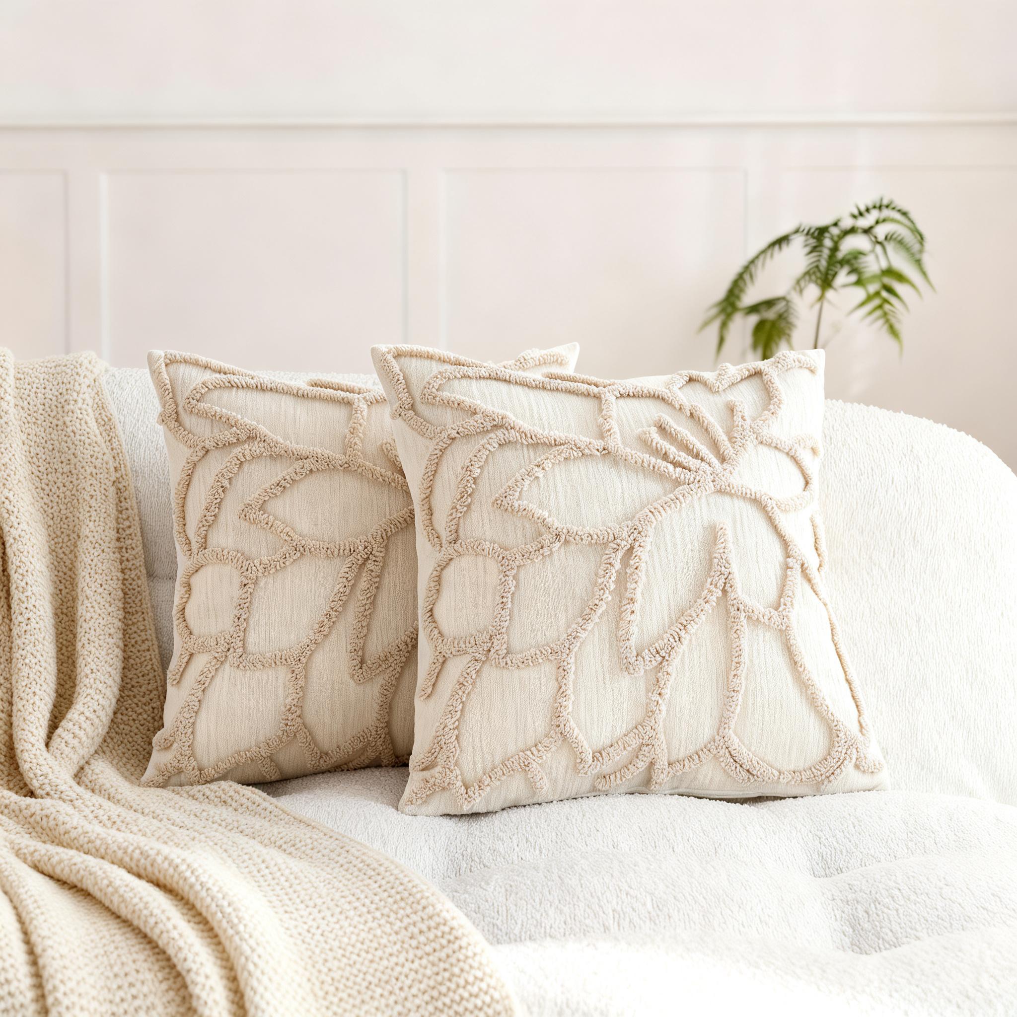 product-open-960ab127f2e240f083400afdc4d329df-goods Tufted Botanical Cushion Cover Set - Image 1