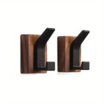 Walnut & Black Designer Wall Hooks
