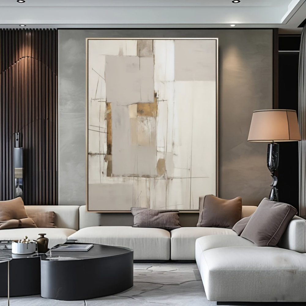 product-open-9a997b4d699d4997a816c534e337eb70-goods Framed Neutral Abstract Canvas Wall Art - Image 1