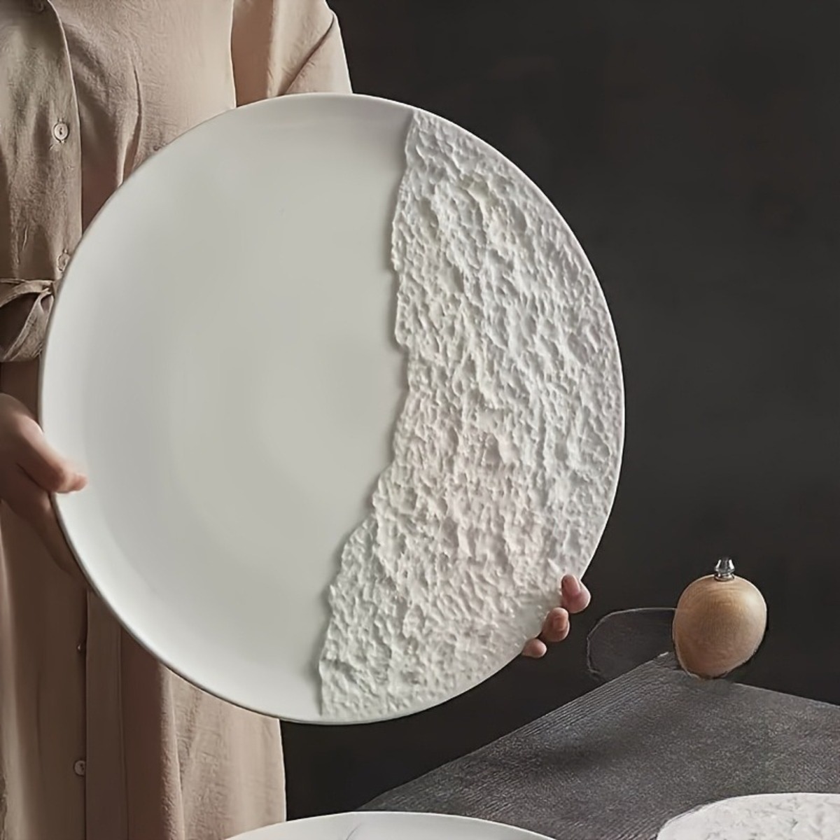 product-open-a5f056c2773644d6b4f1b91fbd7311ca-goods Rock Texture Ceramic Dinner Plate Set - Image 1