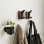 Walnut & Black Designer Wall Hooks - Image 4