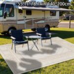 Light Beige Geometric Outdoor Patio Rug