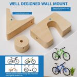 Natural Wood Wall-Mounted Bicycle Storage Rack - Image 2