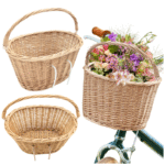 Natural Wicker Removable Bicycle Basket with Carry Handle