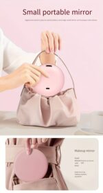 Rechargeable LED Compact Mirror with 2× Magnification – Blush Pink - Image 2