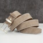 Men’s Taupe Contrast-Stitch Casual Belt - Image 5