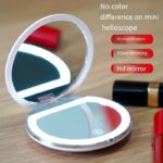 Rechargeable LED Compact Mirror with 2× Magnification – Blush Pink