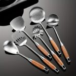 Premium 7-Piece Stainless Steel Kitchen Utensil Set with Mahogany Handles - Image 3