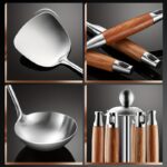 Premium 7-Piece Stainless Steel Kitchen Utensil Set with Mahogany Handles - Image 4