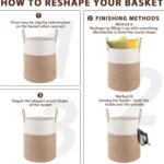 Large Beige & Ivory Rope Laundry Basket with Handles - Image 3