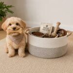 Oval Cream Woven Storage Basket with Handles - Image 4