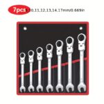 7-Piece Flexible-Head Ratcheting Combination Wrench Set - Image 2
