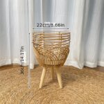 Rattan Plant Stand with Wooden Legs - Image 4