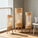 Tall Rattan Lantern Candle Holder