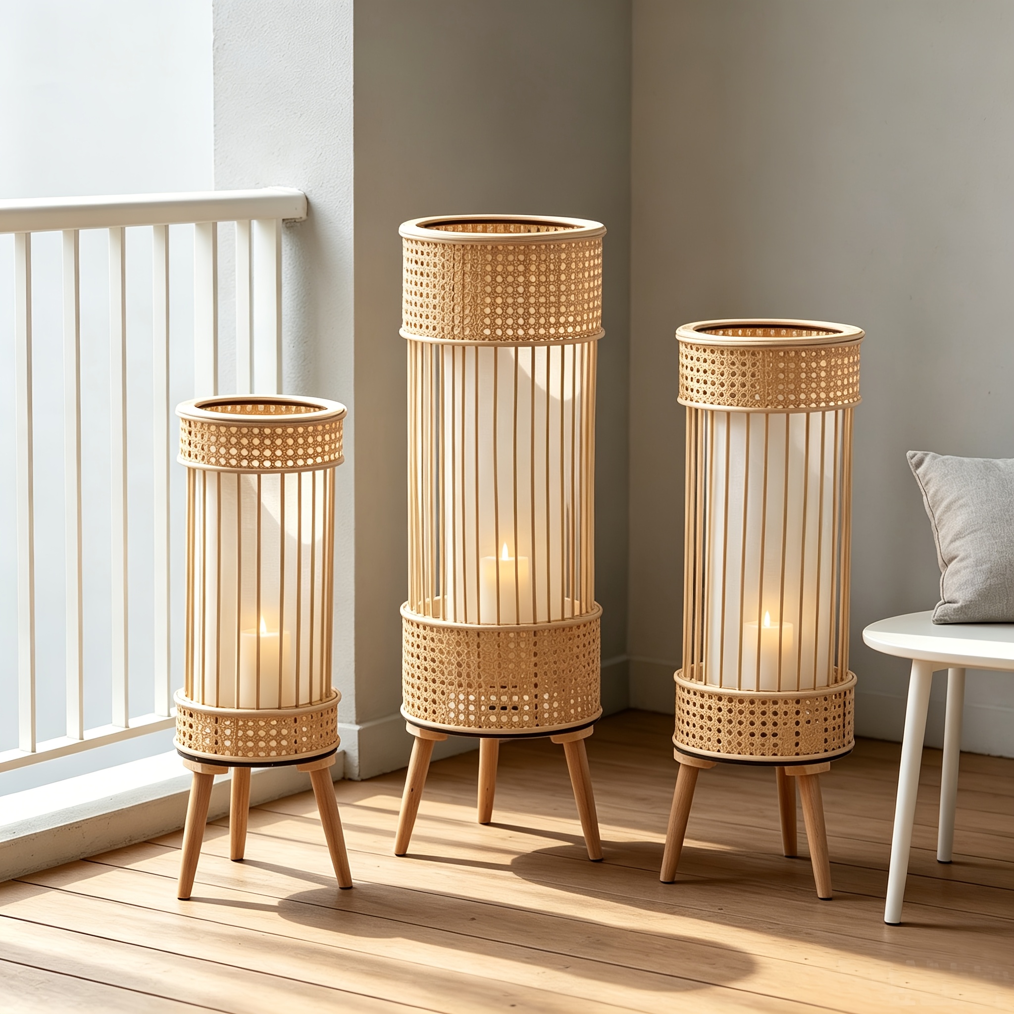 product-fancy-025cb4d9-3030-4c36-89c4-45006a87ae63 Tall Rattan Lantern Candle Holder - Image 1