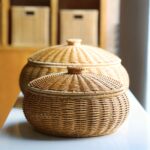 Lidded Natural Woven Storage Basket - Image 2