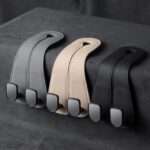 Set of 2 Premium Faux-Leather Double Car Headrest Hooks – Warm Beige