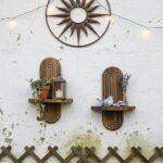 Walnut Arch Wall Shelf with Sculptural Grooved Detail - Image 4