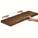 [Solid Wood Floating Wall Shelf in Warm Walnut Finish - Image 4