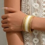 Natural Raffia-Wrapped Gold-Tone Cuff Bracelet - Image 4