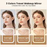 Foldable Rechargeable LED Vanity Mirror with Three Light Modes – White - Image 3