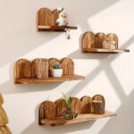 Wooden Arch Wall Shelf with Grooved Detail - Image 5