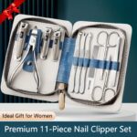 11-Piece Stainless-Steel Manicure Set with Ivory Travel Case