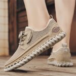 Men’s Sand Mesh & Suede-Look Casual Sneakers - Image 6