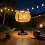 Solar Rattan Outdoor Table Lamp