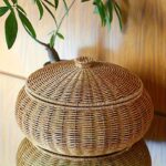 Lidded Natural Woven Storage Basket