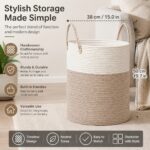 Large Beige & Ivory Rope Laundry Basket with Handles - Image 2