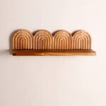Wooden Arch Wall Shelf with Grooved Detail - Image 2