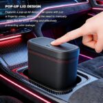 Compact Pop-Up Car Rubbish Bin & Storage Box in Black PU Leather
