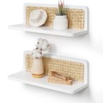 White Rattan Wall Shelf with Cane Back Panel - Image 3