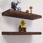 [Solid Wood Floating Wall Shelf in Warm Walnut Finish - Image 7