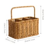 Woven Kitchen Caddy Basket with Handle and Compartments - Image 2