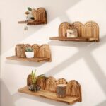 Wooden Arch Wall Shelf with Grooved Detail