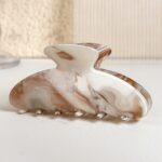 Milk Coffee Marble Acetate Hair Claw Clip