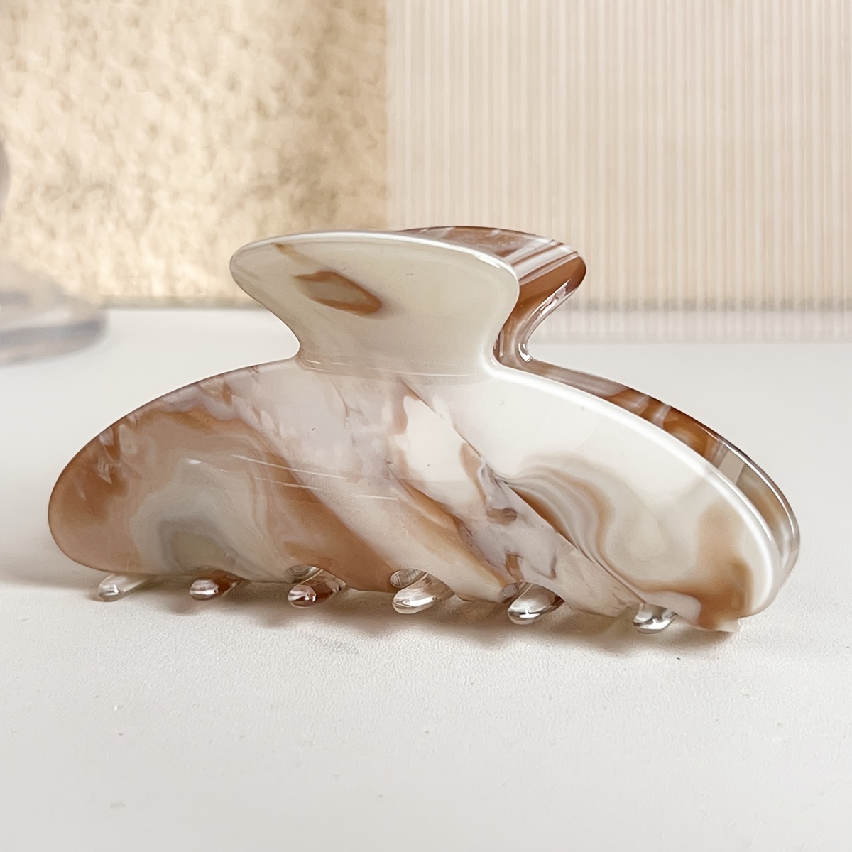 product-fancy-2874f1f1-a8f4-49e1-af5d-783fbf19082c Milk Coffee Marble Acetate Hair Claw Clip - Image 1
