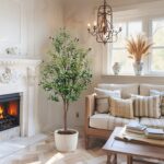 183cm Artificial Olive Tree with Wood-Look Planter - Image 5
