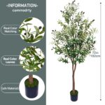 183cm Artificial Olive Tree with Wood-Look Planter - Image 3