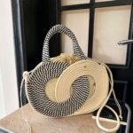 Cream Woven Drawstring Summer Handbag - Image 2