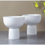 White Nordic Pedestal Ceramic Plant Pot